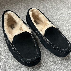 Ugg Ansley Suede & Wool Slipper Loafers, Black 9